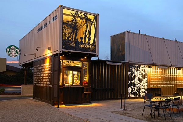 inovasi rumah dari kontainer kontainer starbucks cafe